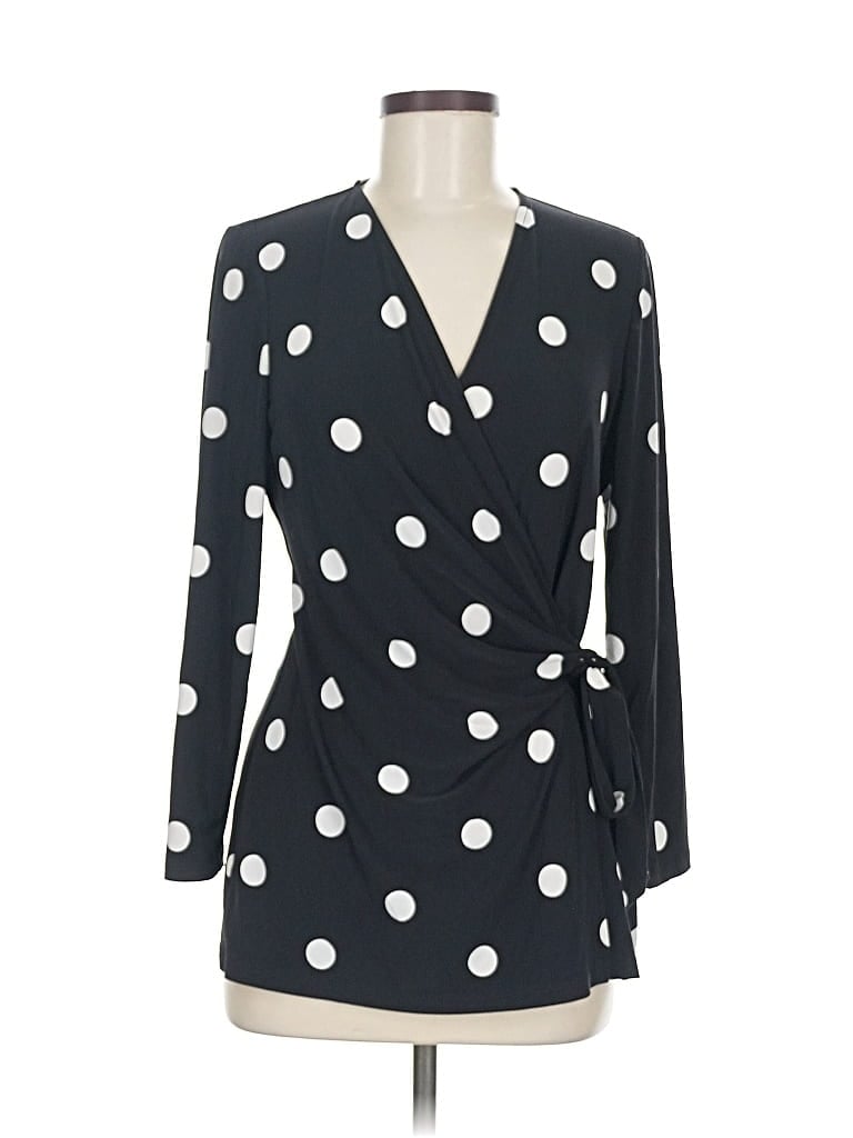 Pre-owned Anne Klein Long Sleeve Blouse In Black