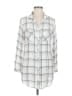 Cloth & Stone 100% Rayon Plaid Silver 3/4 Sleeve Button-Down Shirt Size M - photo 1