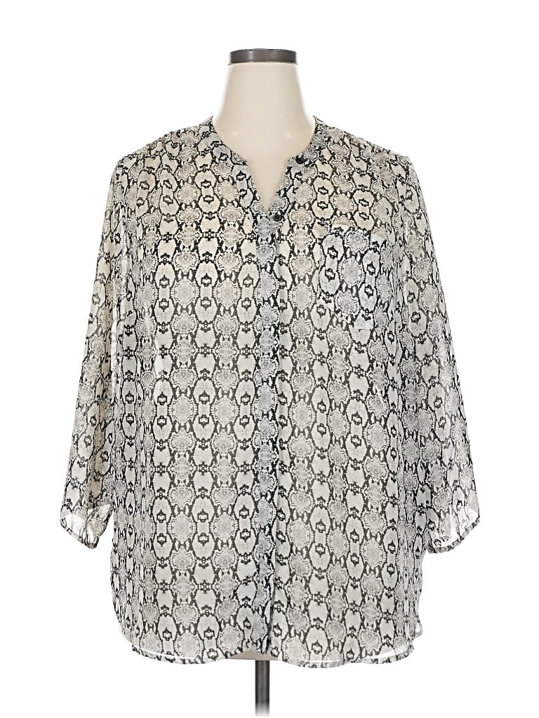 Pre-owned Como Vintage 3/4 Sleeve Blouse In Silver