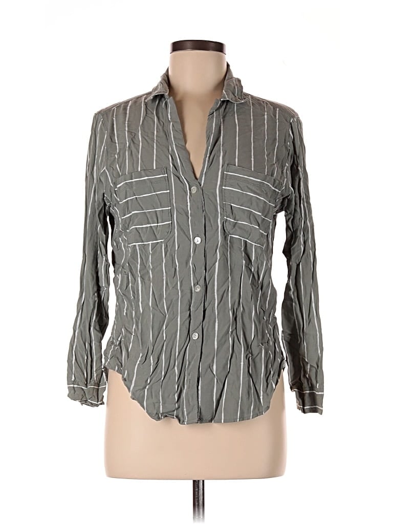 Pre-owned Abercrombie & Fitch 3/4 Sleeve Button Down Shirt In Gray