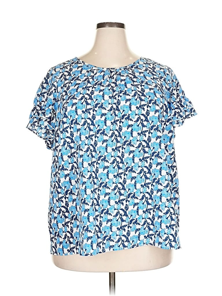 Pre-owned Lane Bryant Short Sleeve T-shirt In Blue