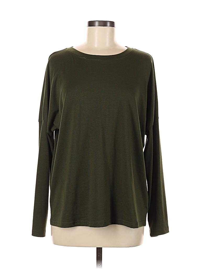 Pre-owned Prettygarden Long Sleeve Top Green Boatneck Tops