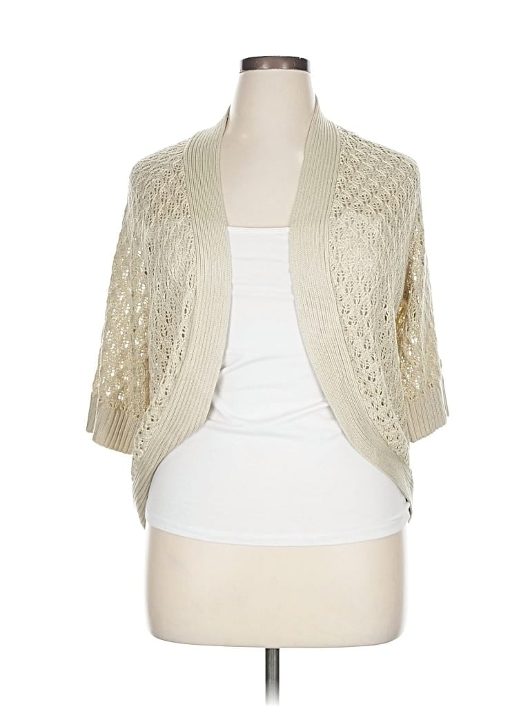 Pre-owned Liz Claiborne Cardigan Sweater In White