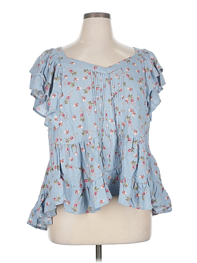 Pre-owned Torrid Short Sleeve Blouse In Blue