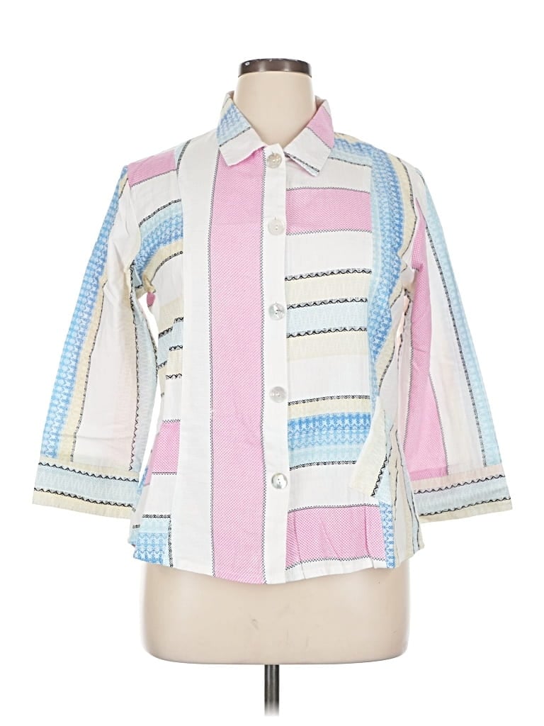 Pre-owned Parsley & Sage 3/4 Sleeve Button Down Shirt In Pink