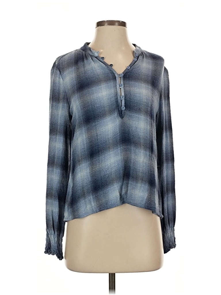 Pre-owned Cloth & Stone Long Sleeve Blouse In Blue