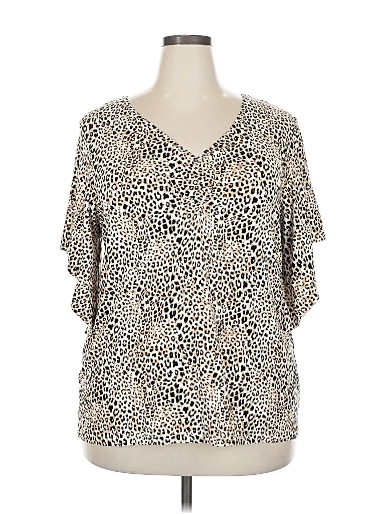 Pre-owned Chico's Short Sleeve Blouse In White