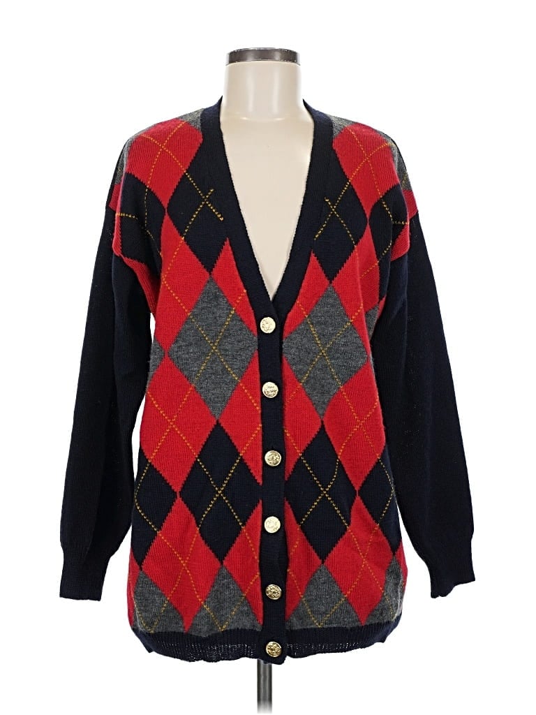 Pre-owned Evan Picone Wool Cardigan Sweater In Red