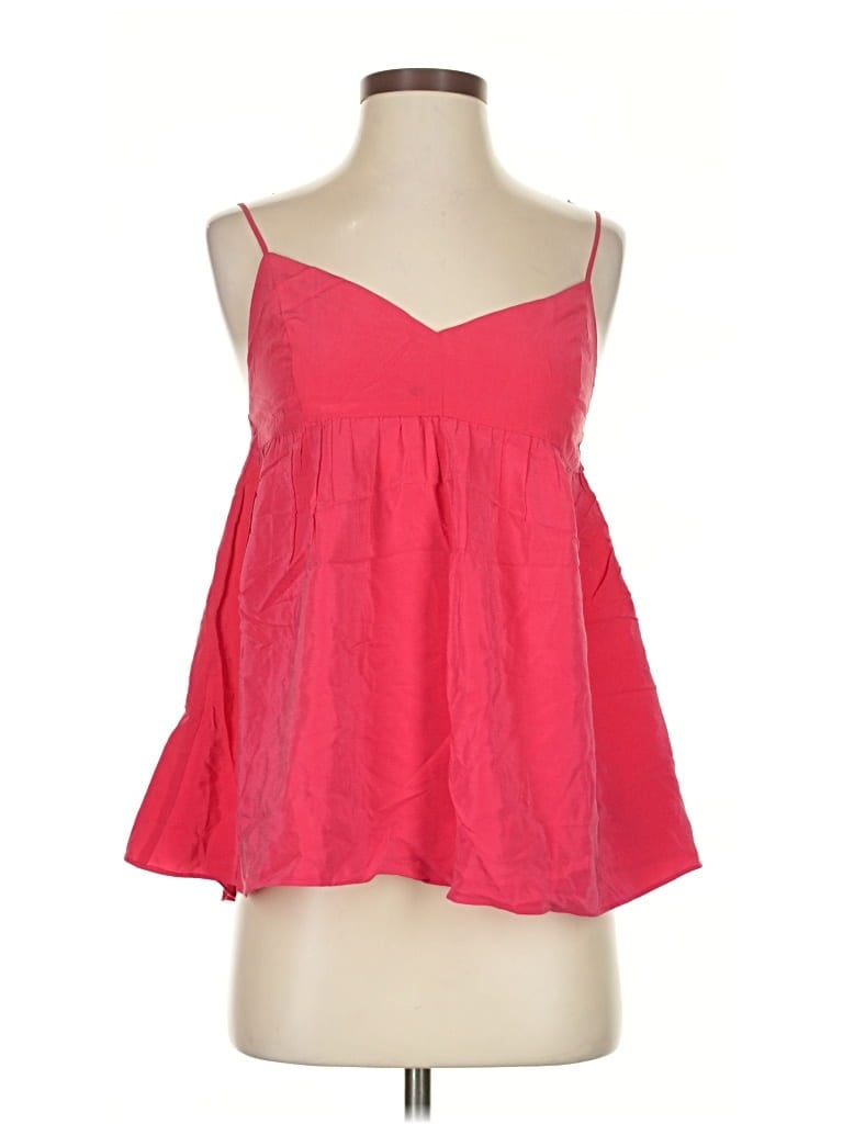 Pre-owned 7 For All Mankind Sleeveless Silk Top Pink Sweetheart Neckline Tops
