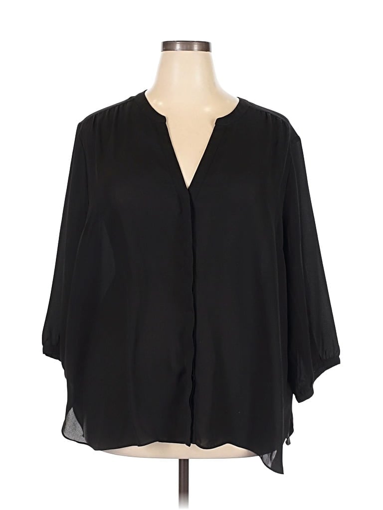 Pre-owned Nydj 3/4 Sleeve Blouse In Black