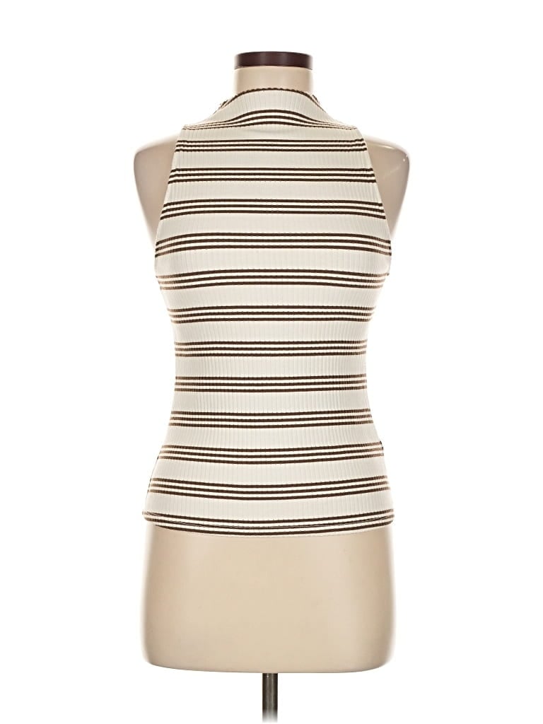 Pre-owned Maeve By Anthropologie Sleeveless Top Ivory Halter Neckline Tops In White