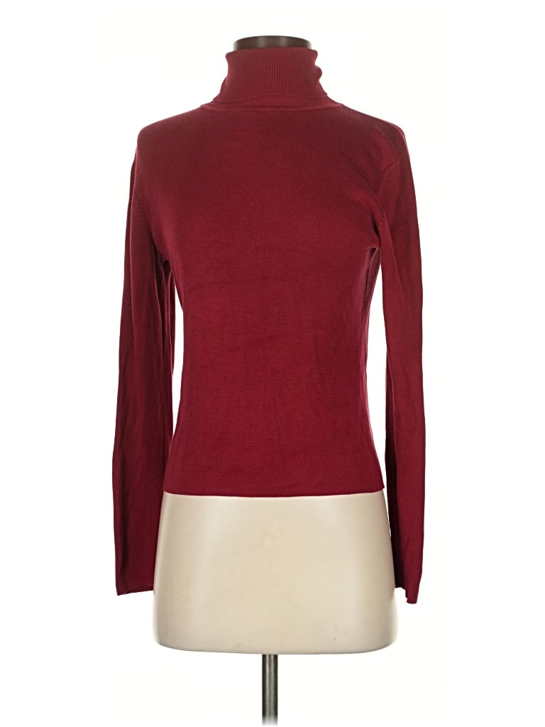 Pre-owned Ann Taylor Silk Pullover Sweater In Burgundy