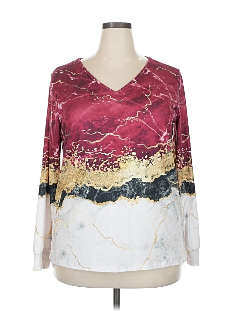 Pre-owned Unbranded 3/4 Sleeve T-shirt In Burgundy