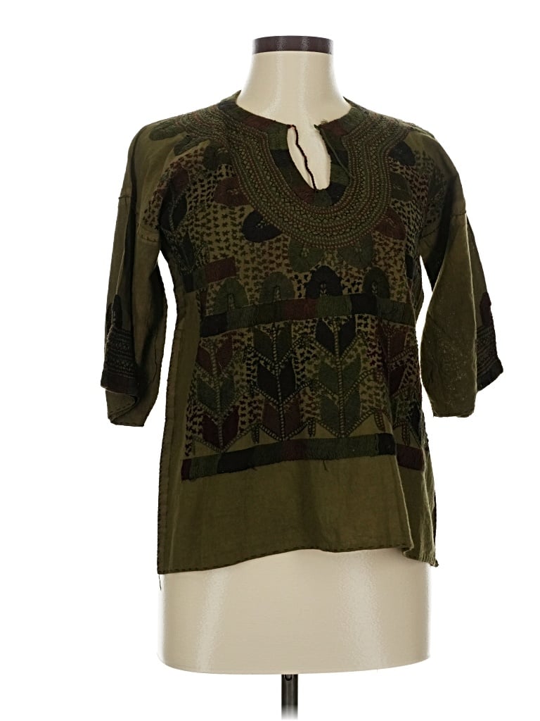 Assorted Brands 3/4 Sleeve Blouse In Green
