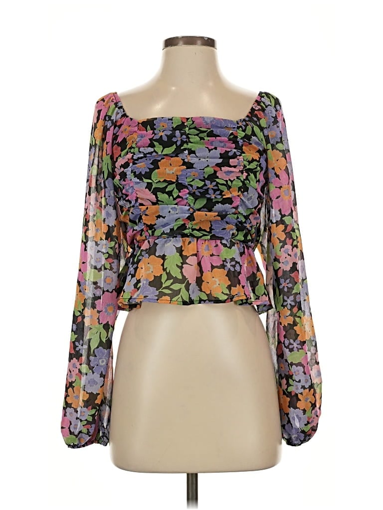 Pre-owned Pink Lily 3/4 Sleeve Blouse In Black