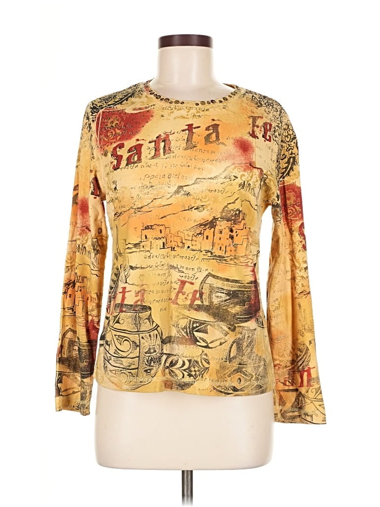 Pre-owned Chico's Long Sleeve T-shirt In Gold