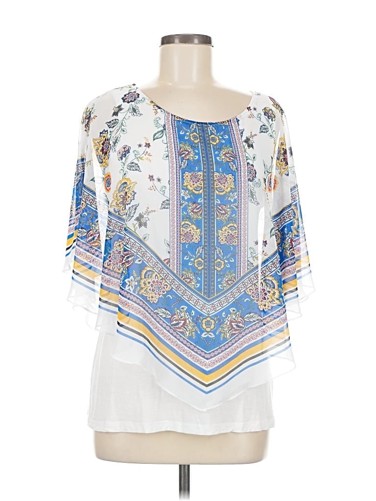 Pre-owned Apt. 9 Short Sleeve Blouse In White