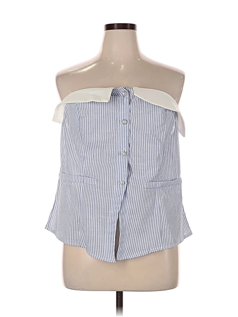 Pre-owned Shein Curve Sleeveless Blouse In Blue