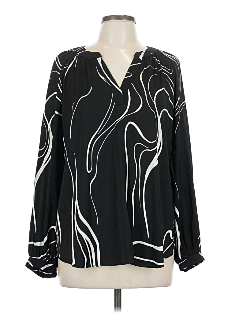 Pre-owned Nine West Long Sleeve Blouse In Black
