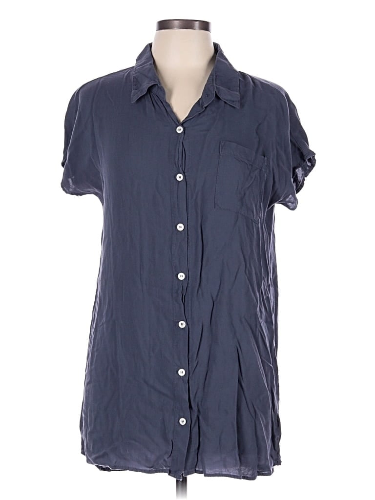 Pre-owned Allen Allen Short Sleeve Blouse In Blue