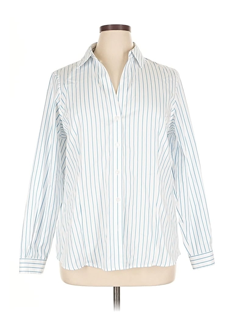 Pre-owned Jones New York Long Sleeve Button Down Shirt In White