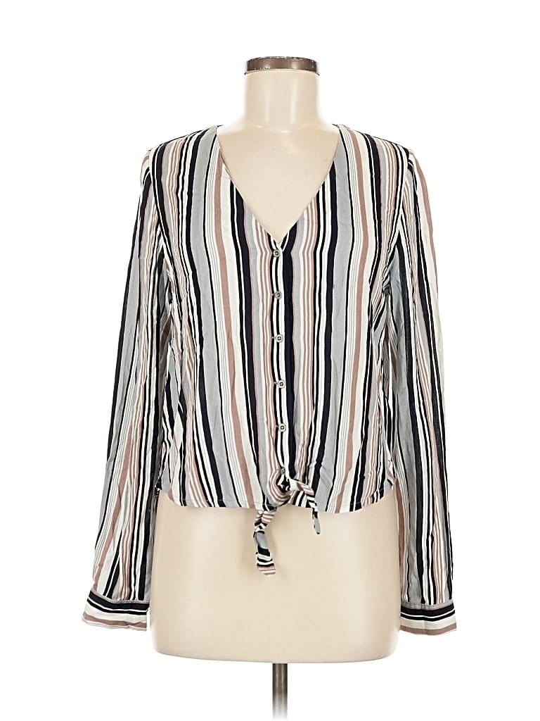 Pre-owned Lulus Long Sleeve Blouse In White