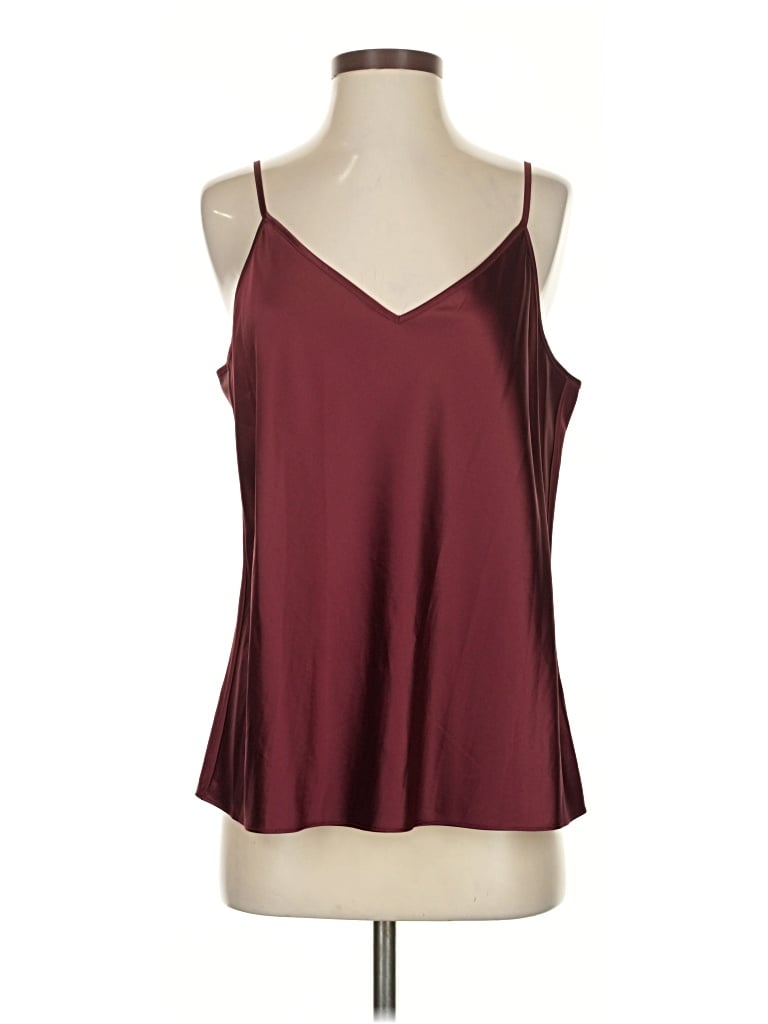 Pre-owned Lafayette 148 Sleeveless Top Burgundy Halter Neckline Tops