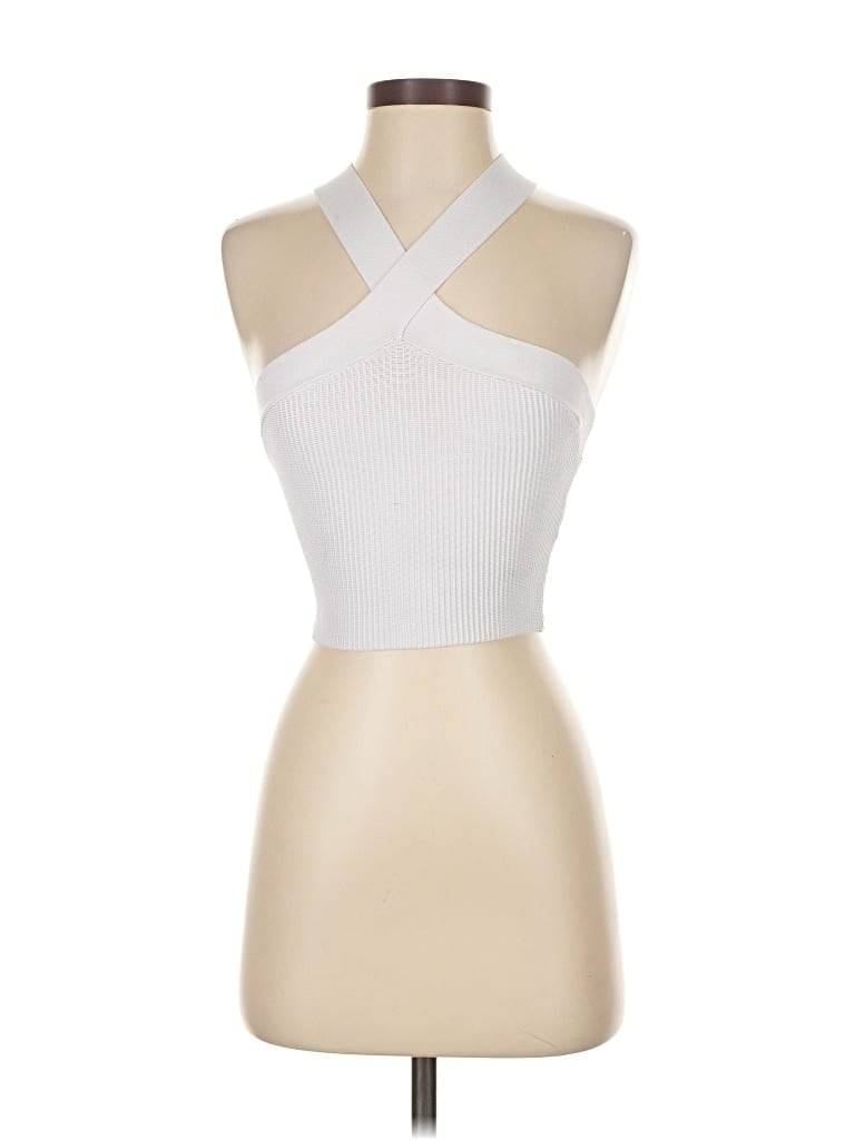BABATON Pre-owned Sleeveless Top Ivory Halter Neckline Tops In White