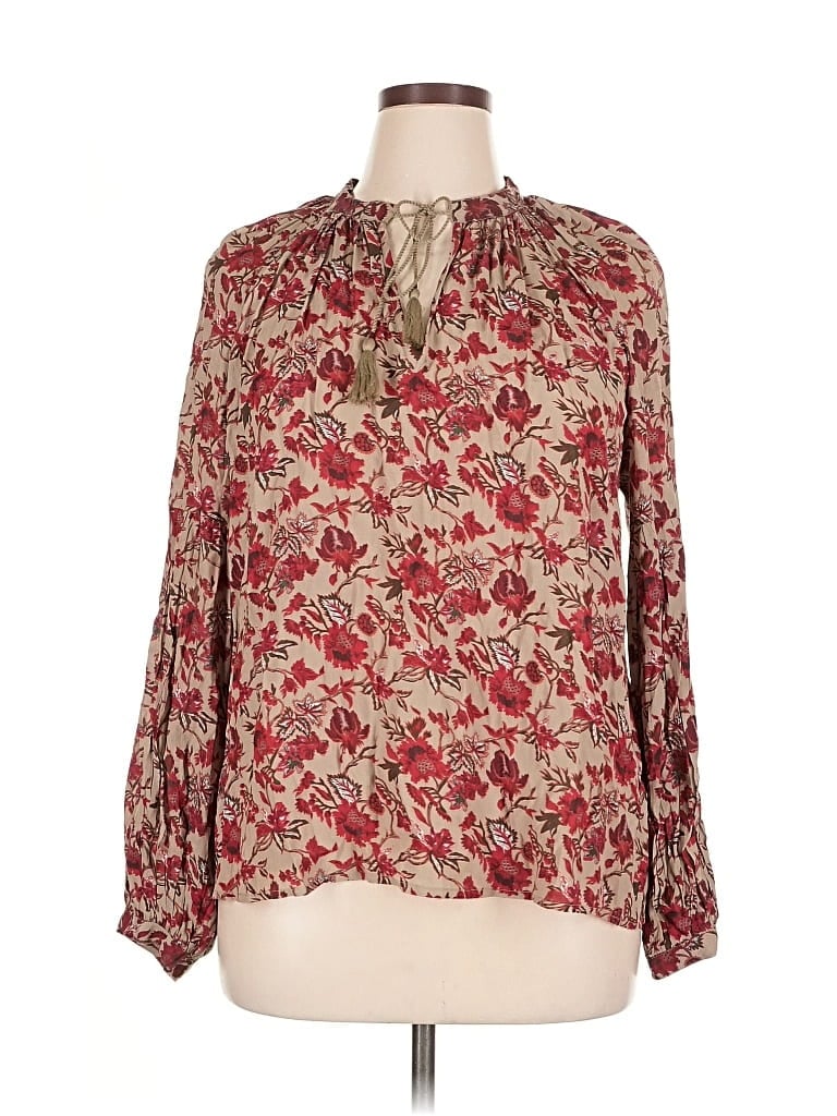 Pre-owned Lucky Brand Long Sleeve Blouse In Red