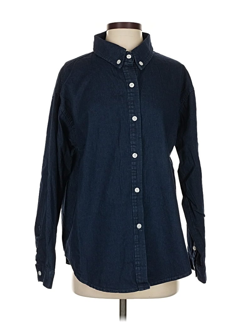 Pre-owned 2 To 5 Designs Long Sleeve Button Down Shirt In Blue