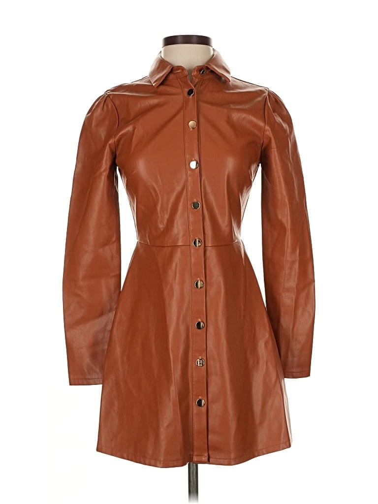 Pre-owned Olivaceous Casual Dress In Brown