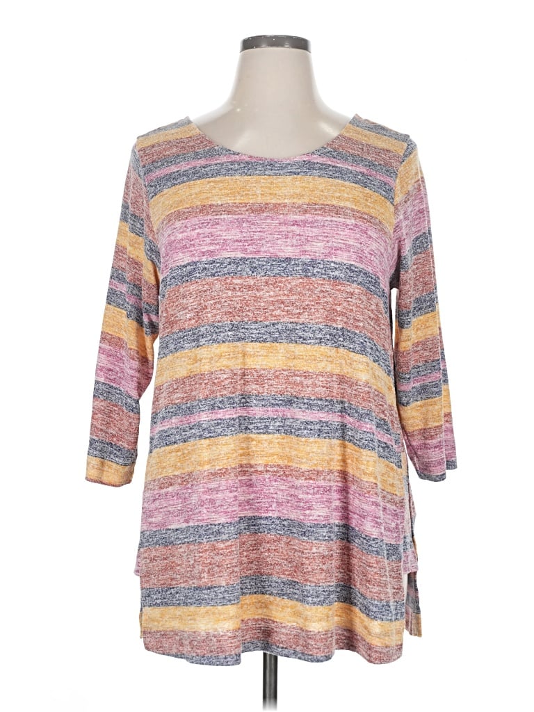 Pre-owned Bobeau 3/4 Sleeve T-shirt In Pink