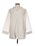 Easel 100% Rayon Stripes Ivory 3/4 Sleeve Button-Down Shirt Size M - photo 1
