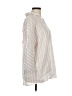 Easel 100% Rayon Stripes Ivory 3/4 Sleeve Button-Down Shirt Size M - photo 4