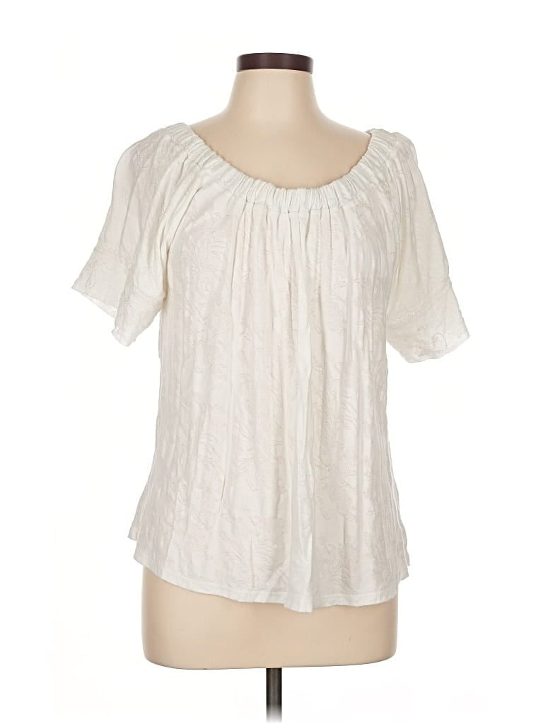 Pre-owned Lucky Brand Short Sleeve Blouse In White