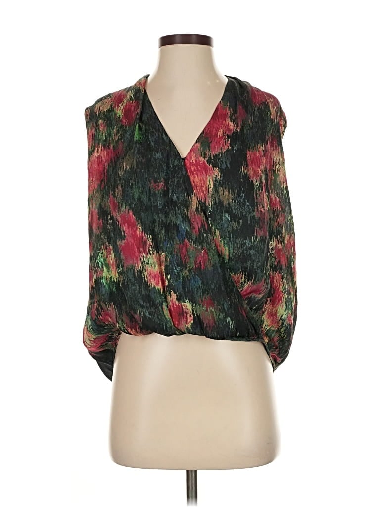 Pre-owned Haute Hippie Sleeveless Silk Top Black Plunge Neckline Tops