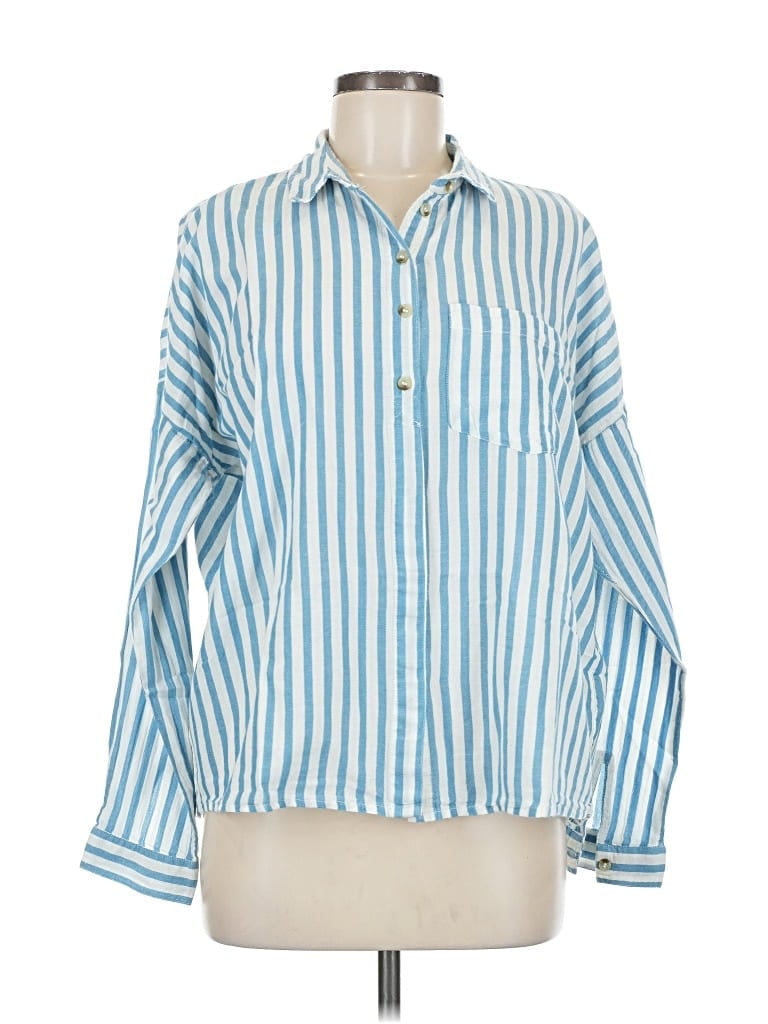 Pre-owned Bdg Long Sleeve Button Down Shirt In Blue