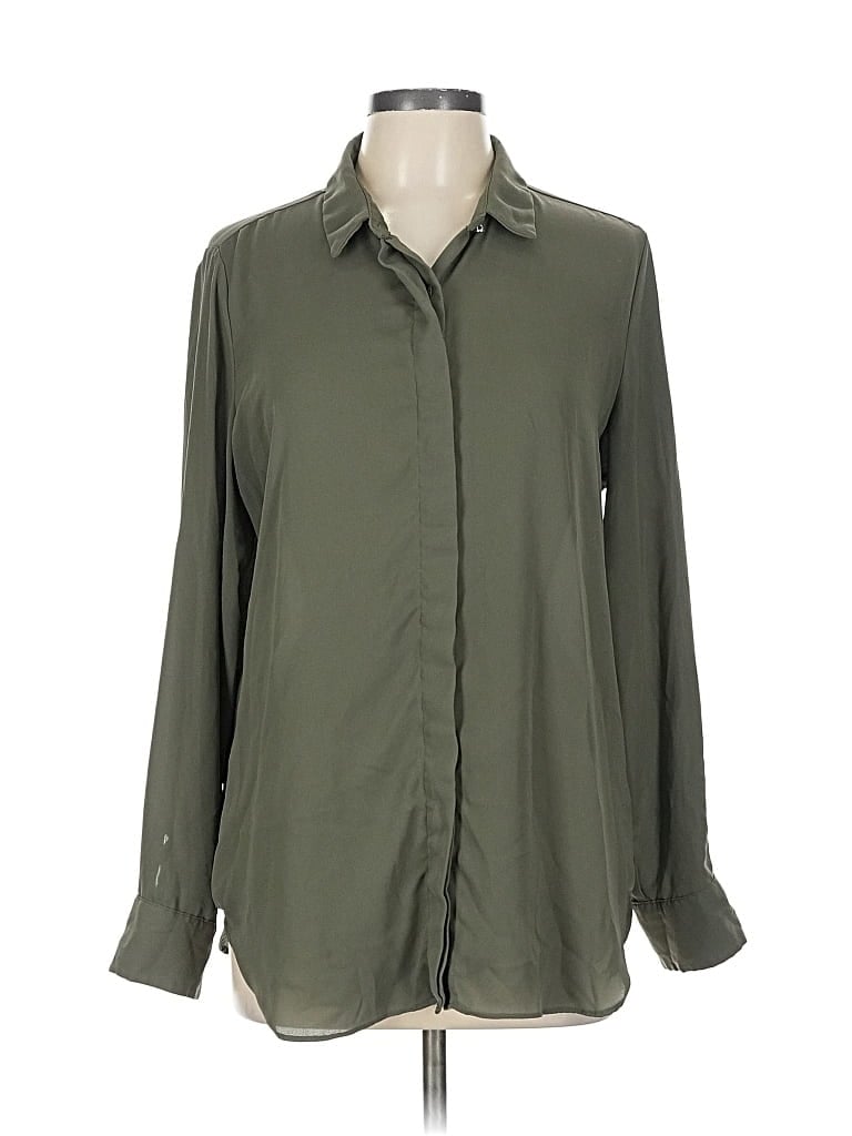 Pre-owned Mossimo Long Sleeve Blouse In Green