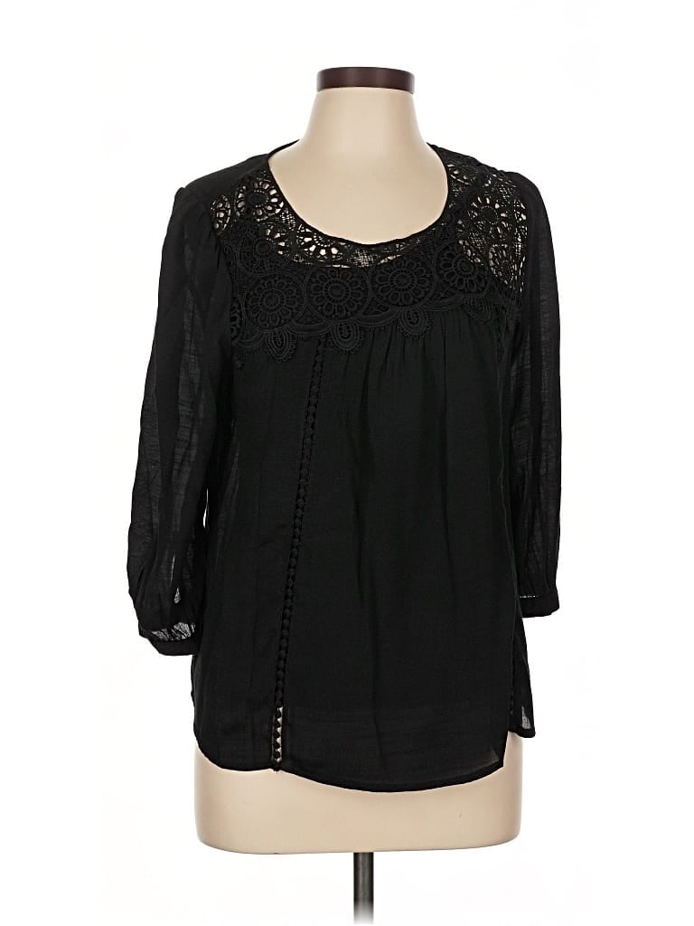 Pre-owned Figueroa & Flower 3/4 Sleeve Blouse In Black