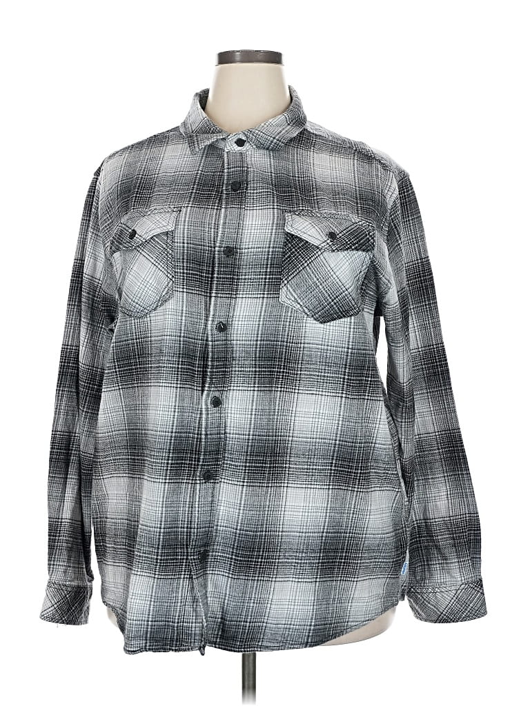 Pre-owned Hurley Long Sleeve Button Down Shirt In Gray