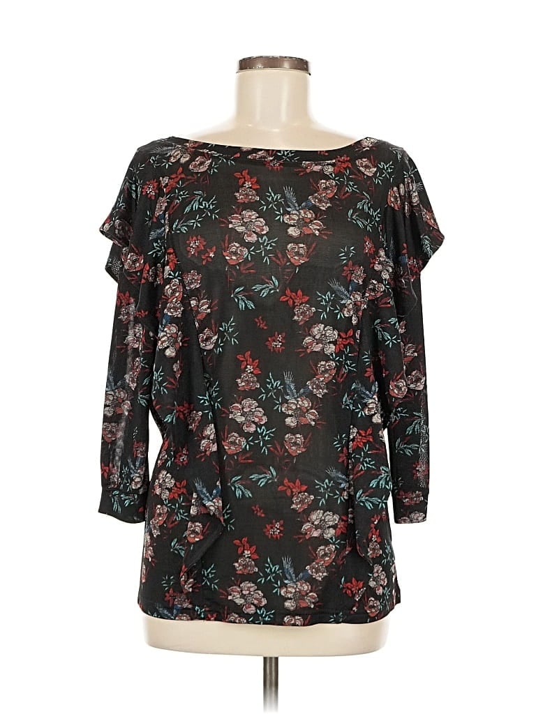 Pre-owned Free People 3/4 Sleeve Blouse In Black