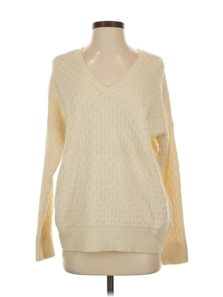 Pre-owned Vince Wool Pullover Sweater In White