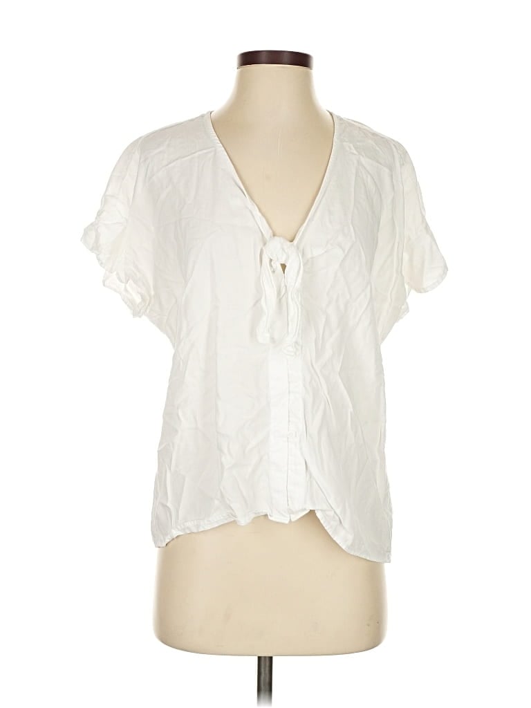 Pre-owned Cloth & Stone X Anthropologie Short Sleeve Blouse In White