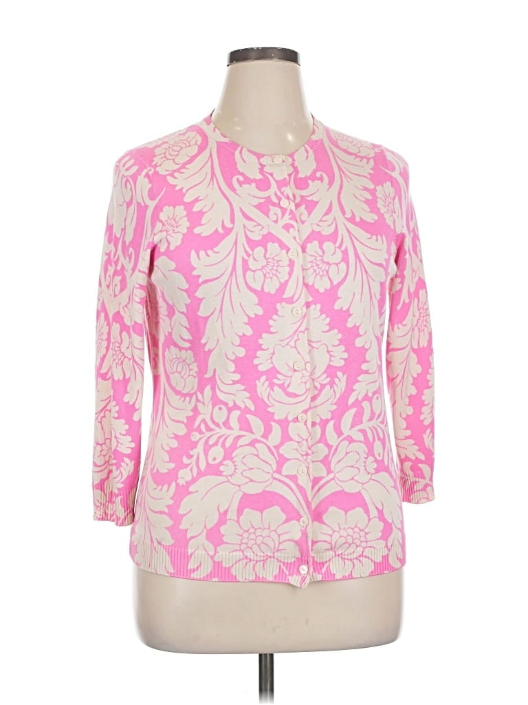 Pre-owned Liz Claiborne Silk Cardigan Sweater In Pink