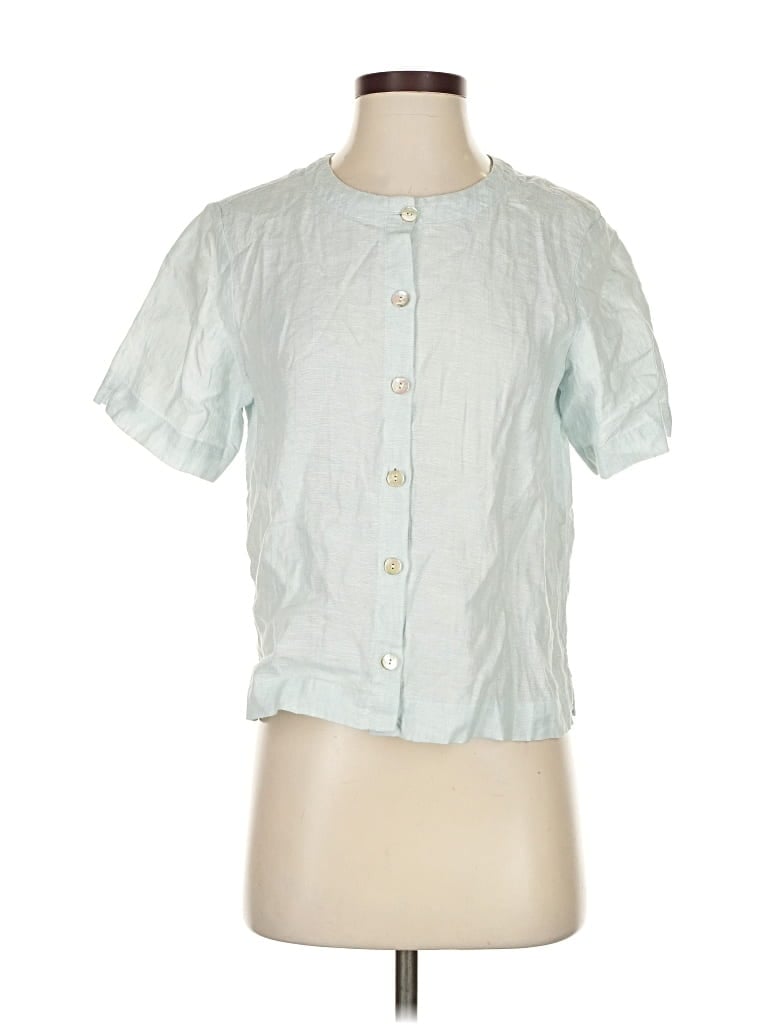 Pre-owned Orvis Short Sleeve Blouse In Blue