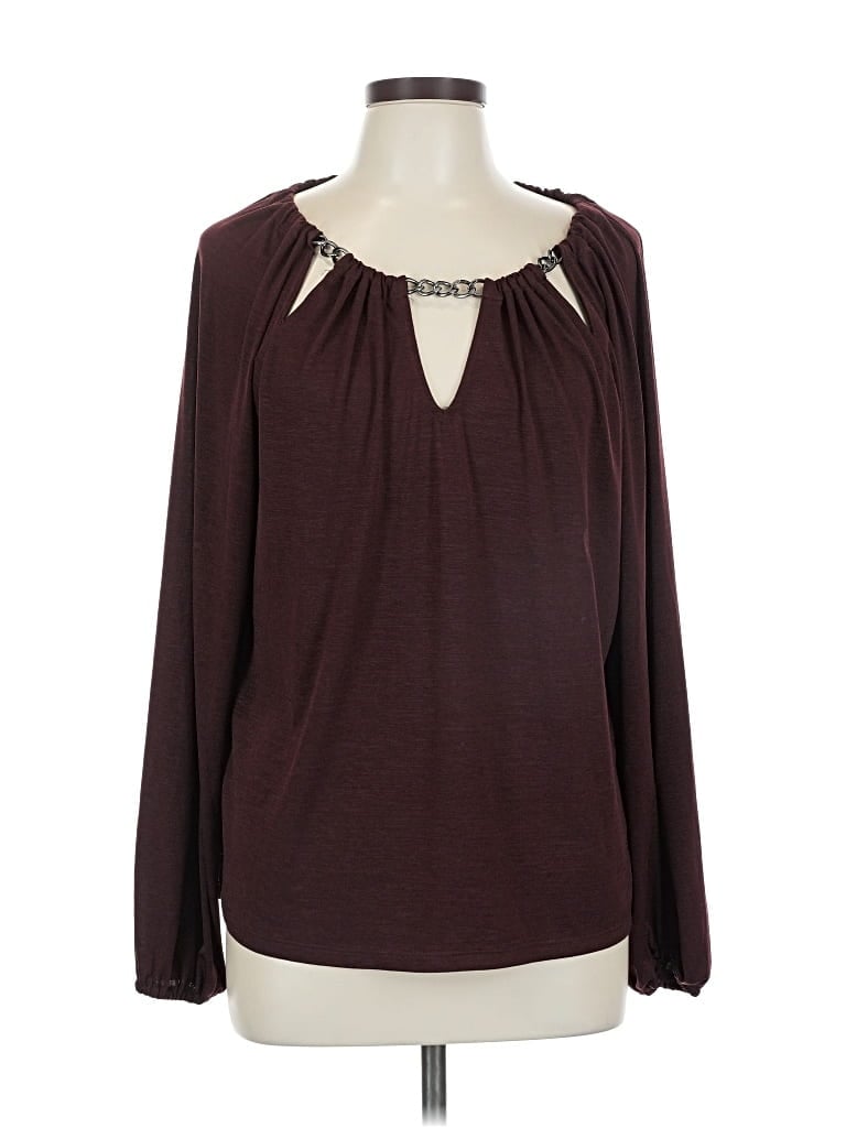 Pre-owned Jennifer Lopez Long Sleeve Blouse In Burgundy