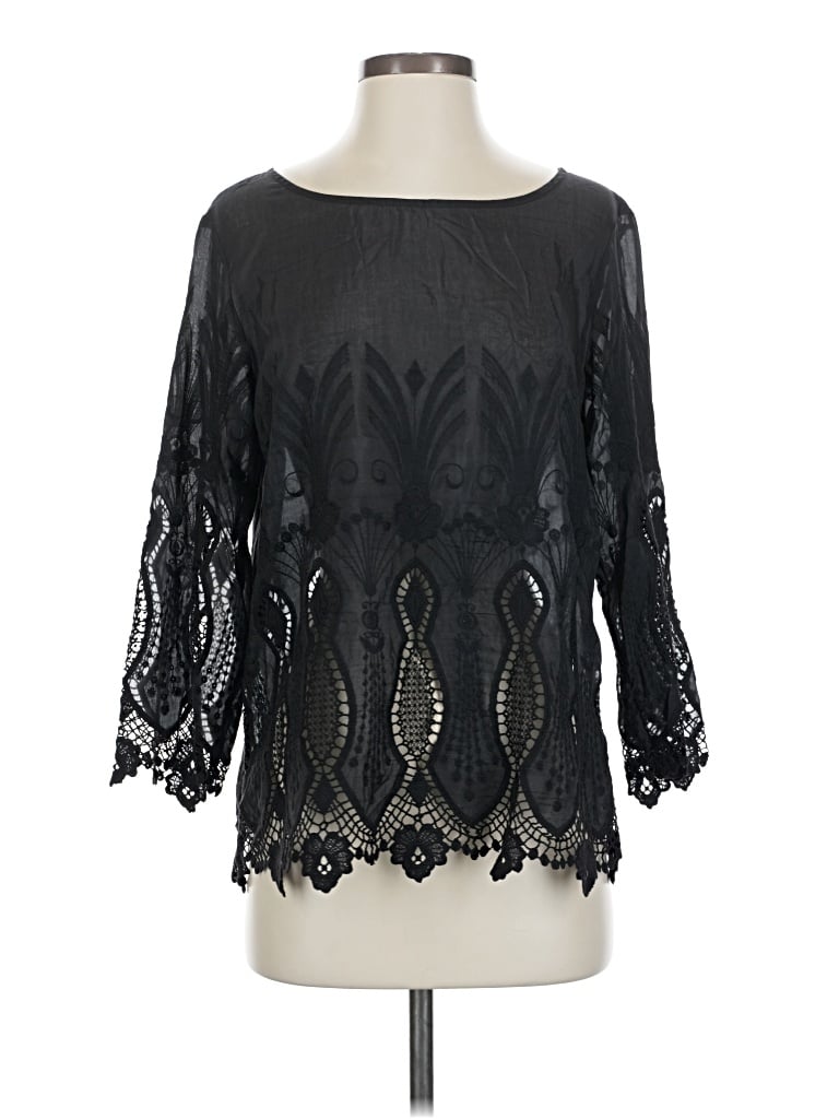 Pre-owned Banana Republic 3/4 Sleeve Blouse In Black
