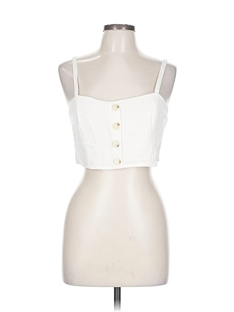 Pre-owned Blue Blush Sleeveless Blouse In White