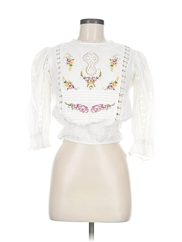 Pre-owned River Island 3/4 Sleeve Blouse In White