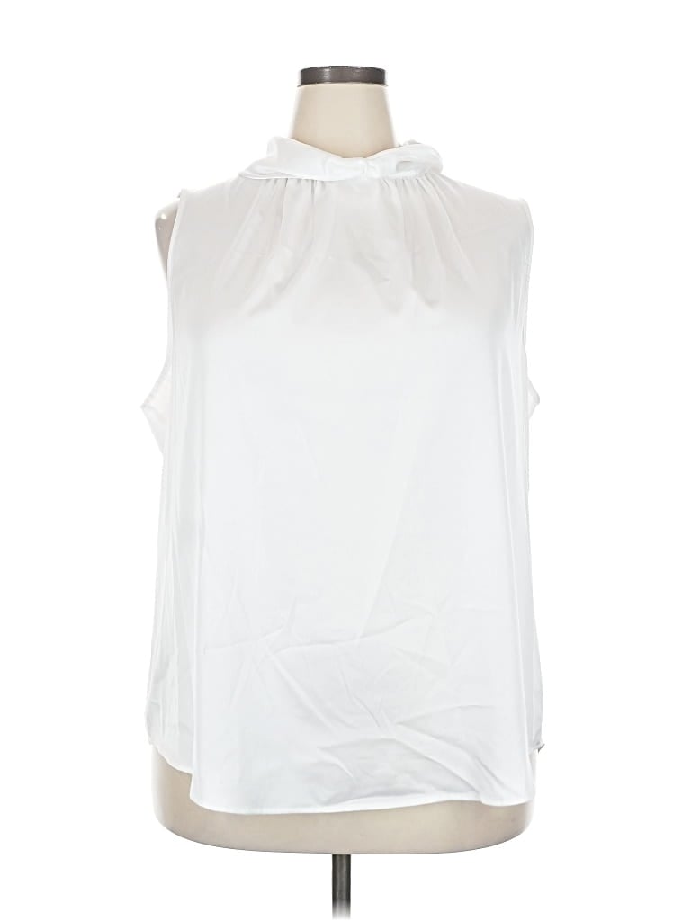 Pre-owned Kasper Sleeveless Blouse In White